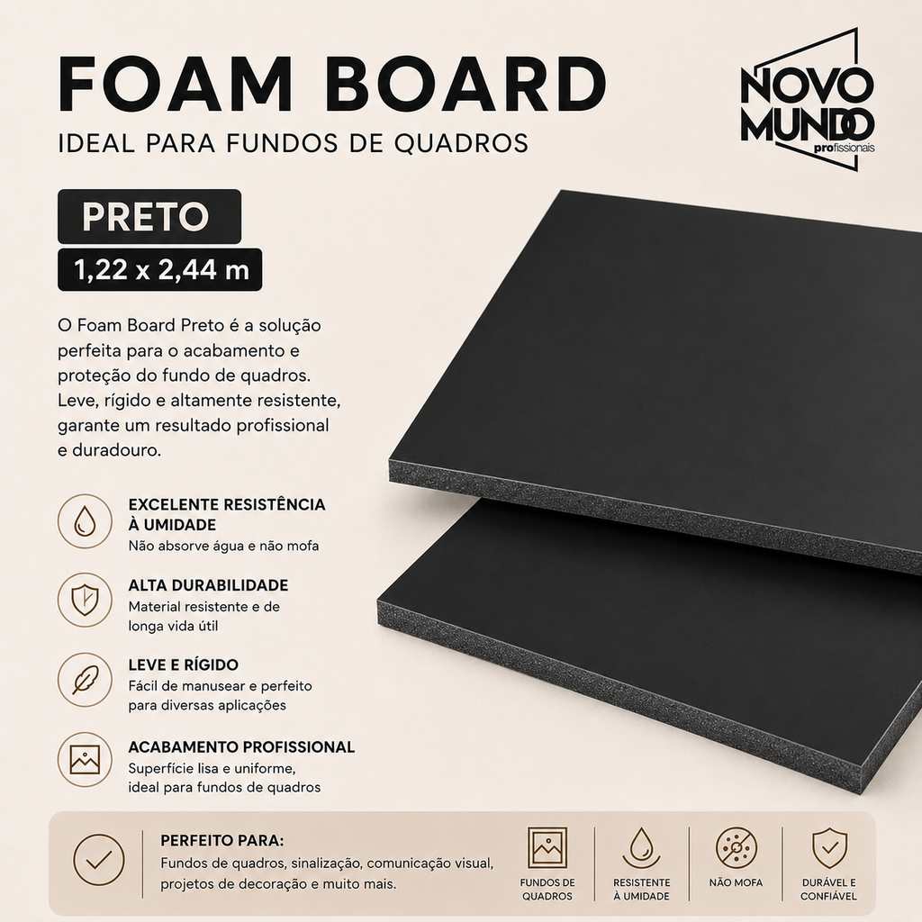 FOAM BOARD PRETO 1,22 X 2,44 5MM